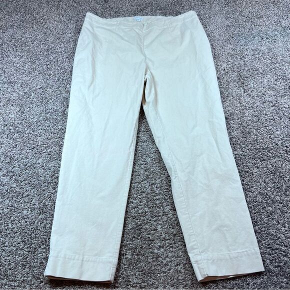 J Jill Pants Womens Cream Corduroy Stretch Waist Straight Leg Mid Rise Size 18 - Picture 1 of 8